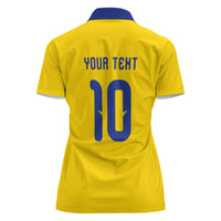 Custom Sweden Sverige Football Women Polo Shirt Nordic Cross Pattern With Traditional Sverige Heritage Crest