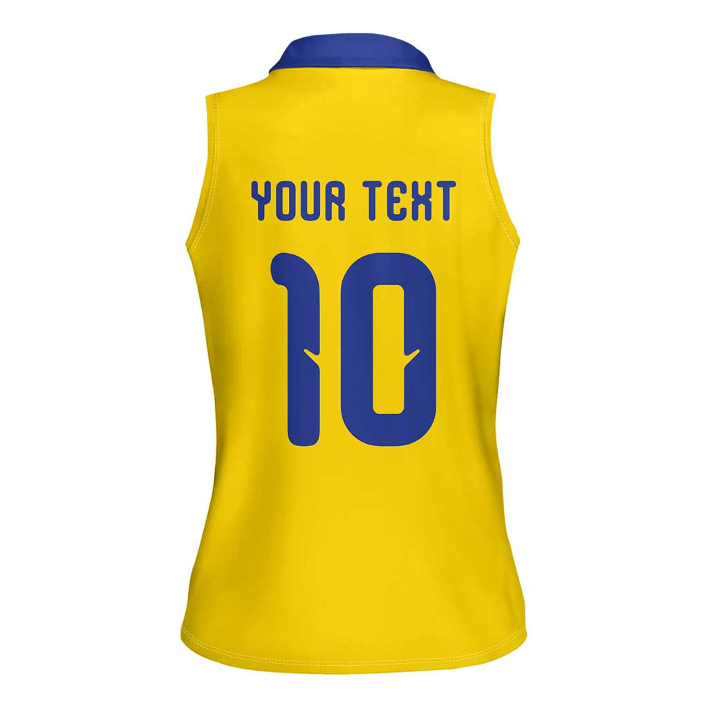 Custom Sweden Sverige Football Women Sleeveless Polo Shirt Nordic Cross Pattern With Traditional Sverige Heritage Crest
