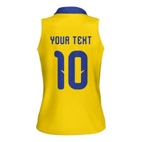 Custom Sweden Sverige Football Women Sleeveless Polo Shirt Nordic Cross Pattern With Traditional Sverige Heritage Crest