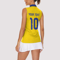 Custom Sweden Sverige Football Women Sleeveless Polo Shirt Nordic Cross Pattern With Traditional Sverige Heritage Crest