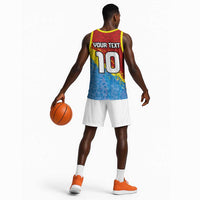 Custom DR Congo Leopards Football Basketball Jersey Abstract Leopard Pattern With National Colors And Crest