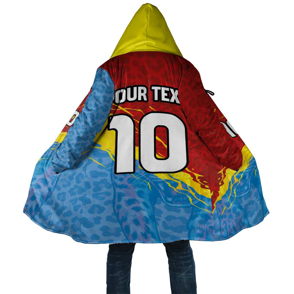 Custom DR Congo Leopards Football Cloak Abstract Leopard Pattern With National Colors And Crest