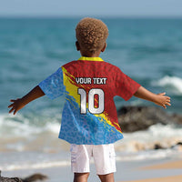 Custom DR Congo Leopards Football Kid Hawaiian Shirt Abstract Leopard Pattern With National Colors And Crest
