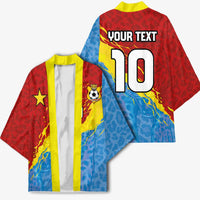 Custom DR Congo Leopards Football Kimono Abstract Leopard Pattern With National Colors And Crest