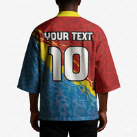 Custom DR Congo Leopards Football Kimono Abstract Leopard Pattern With National Colors And Crest