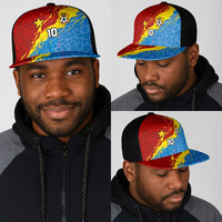 Custom DR Congo Leopards Football Mesh Trucker Cap Abstract Leopard Pattern With National Colors And Crest