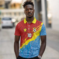 Custom DR Congo Leopards Football Polo Shirt Abstract Leopard Pattern With National Colors And Crest