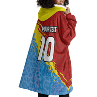Custom DR Congo Leopards Football Wearable Blanket Hoodie Abstract Leopard Pattern With National Colors And Crest