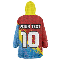 Custom DR Congo Leopards Football Wearable Blanket Hoodie Abstract Leopard Pattern With National Colors And Crest