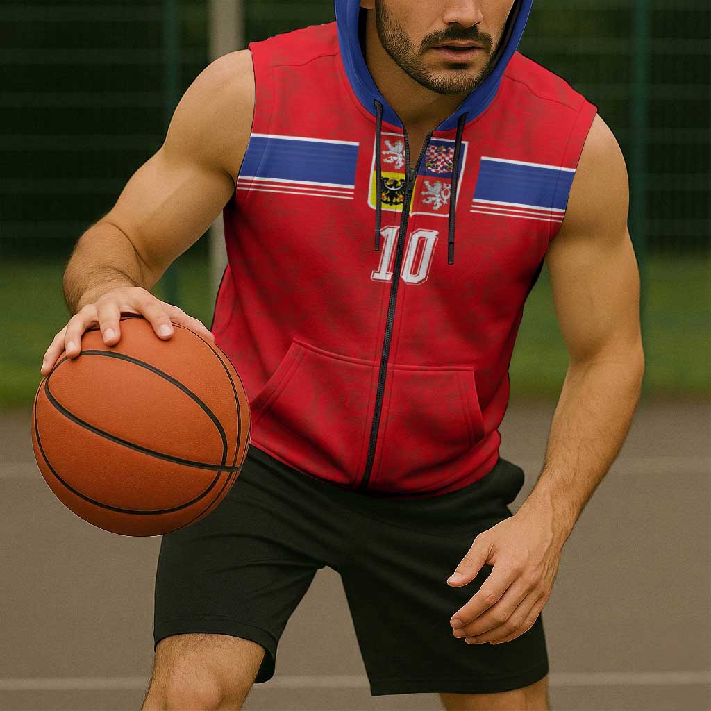 Custom Czech Football Sleeveless Zip Hoodie Glory 2026 Sporty Style