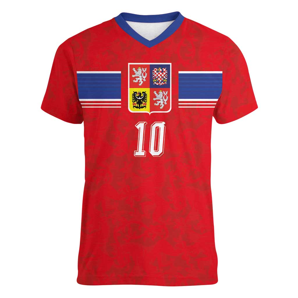 Custom Czech Football Women V-Neck T-Shirt Glory 2026 Sporty Style