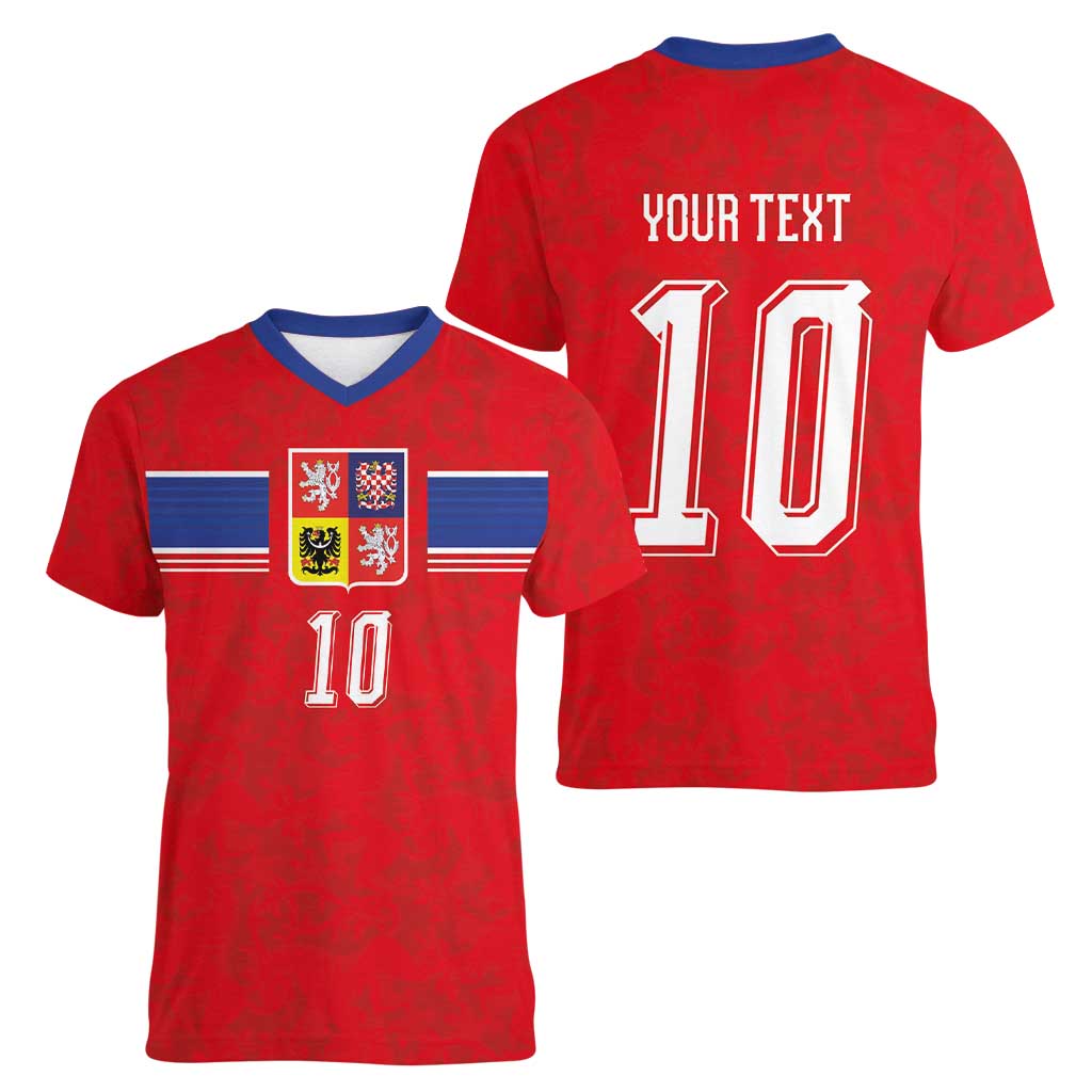 Custom Czech Football Women V-Neck T-Shirt Glory 2026 Sporty Style