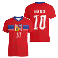 Custom Czech Football Women V-Neck T-Shirt Glory 2026 Sporty Style