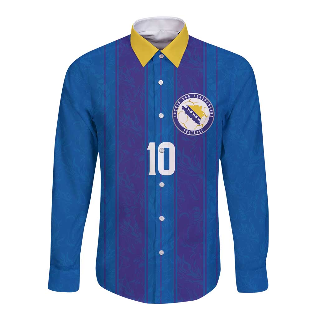 Custom Bosnia and Herzegovina Football Long Sleeve Button Shirt Zmajevi Glory 2026