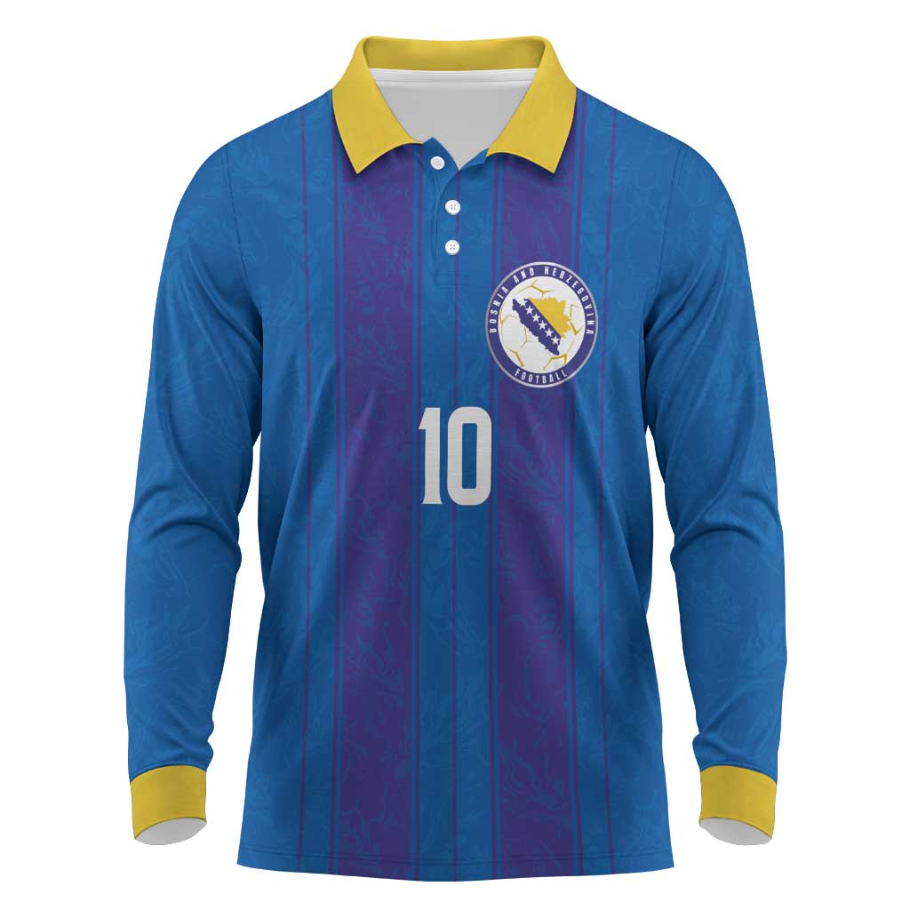 Custom Bosnia and Herzegovina Football Long Sleeve Polo Shirt Zmajevi Glory 2026