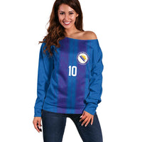 Custom Bosnia and Herzegovina Football Off Shoulder Sweater Zmajevi Glory 2026