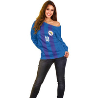 Custom Bosnia and Herzegovina Football Off Shoulder Sweater Zmajevi Glory 2026