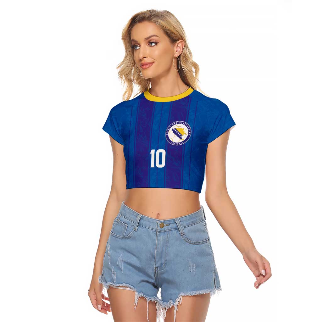 Custom Bosnia and Herzegovina Football Raglan Cropped T Shirt Zmajevi Glory 2026