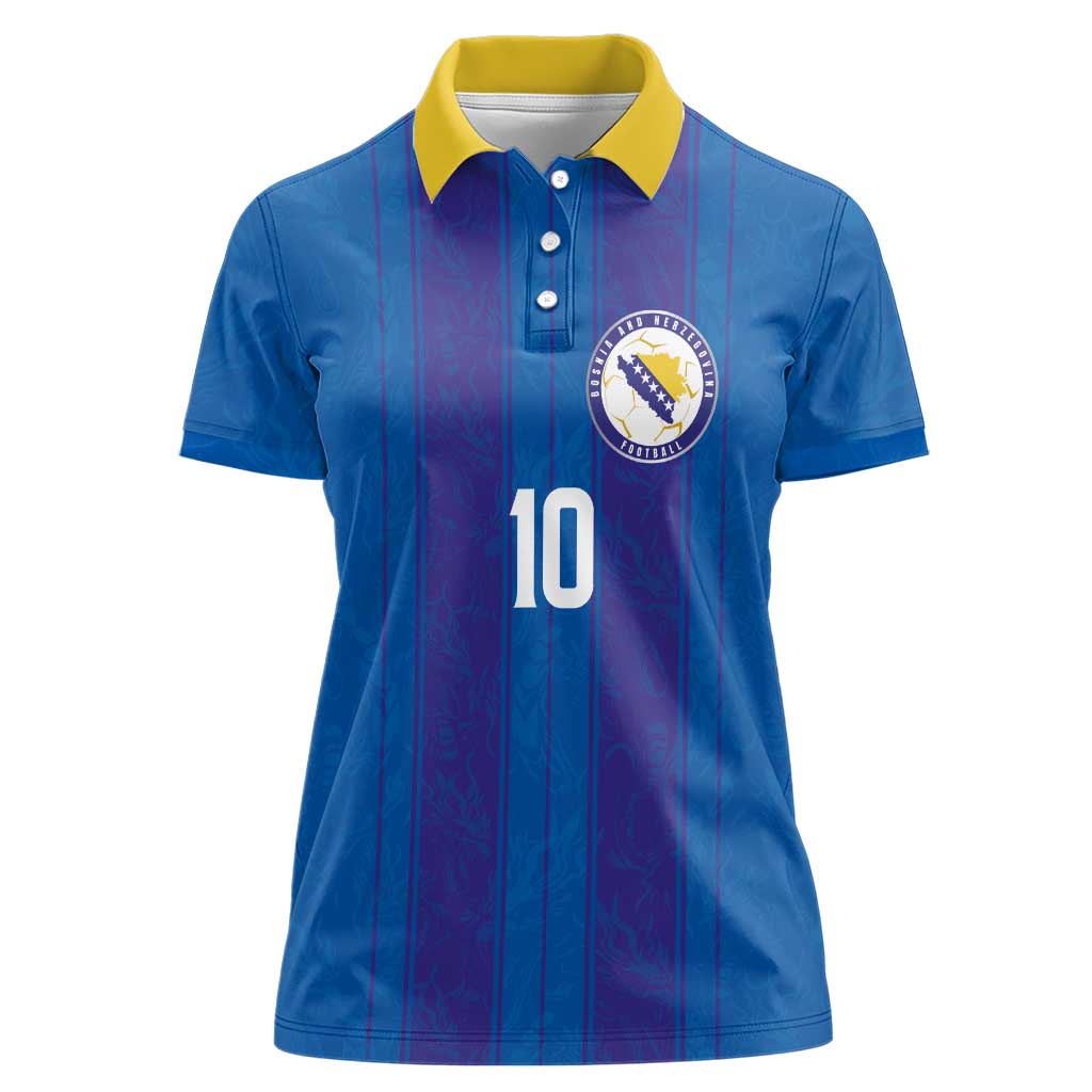 Custom Bosnia and Herzegovina Football Women Polo Shirt Zmajevi Glory 2026
