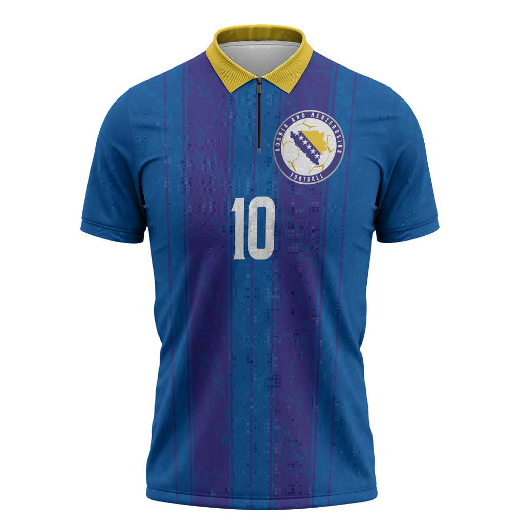 Custom Bosnia and Herzegovina Football Zipper Polo Shirt Zmajevi Glory 2026