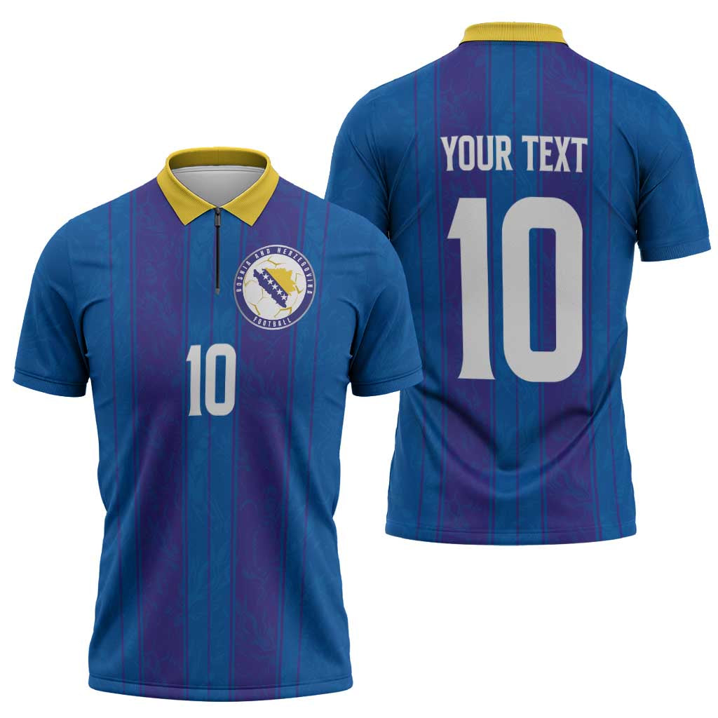 Custom Bosnia and Herzegovina Football Zipper Polo Shirt Zmajevi Glory 2026