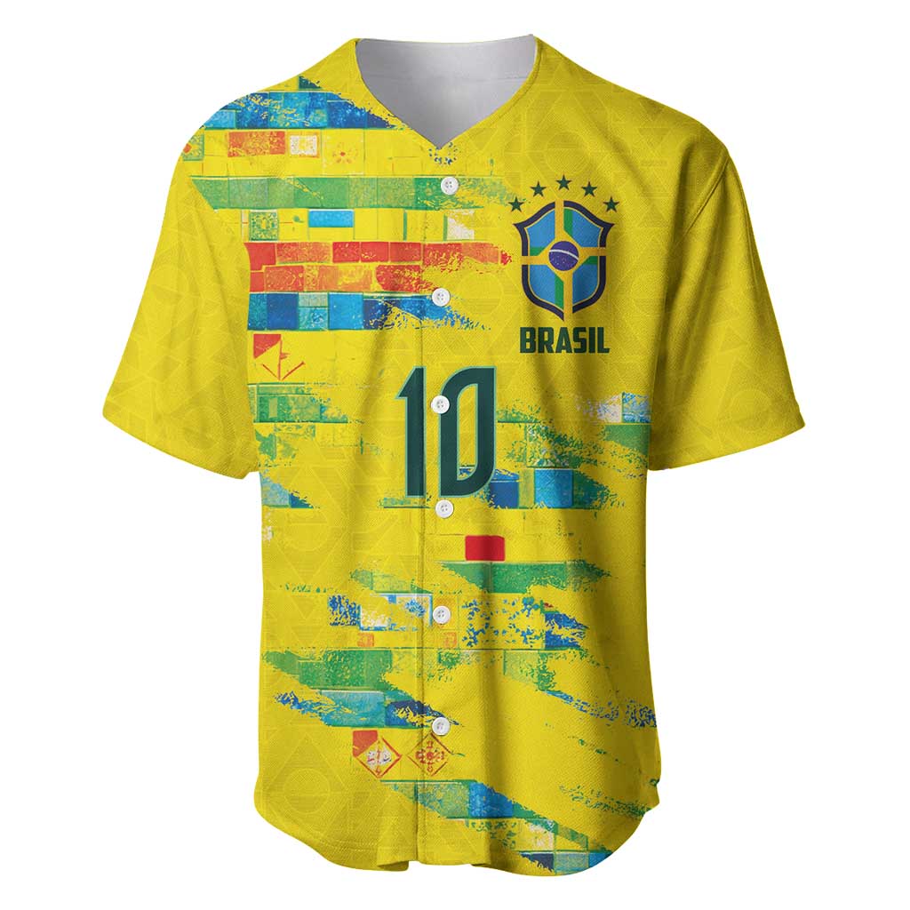 Custom Brasil Football Baseball Jersey Abstract Art Inspired Rio Mosaic Steps