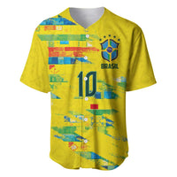 Custom Brasil Football Baseball Jersey Abstract Art Inspired Rio Mosaic Steps