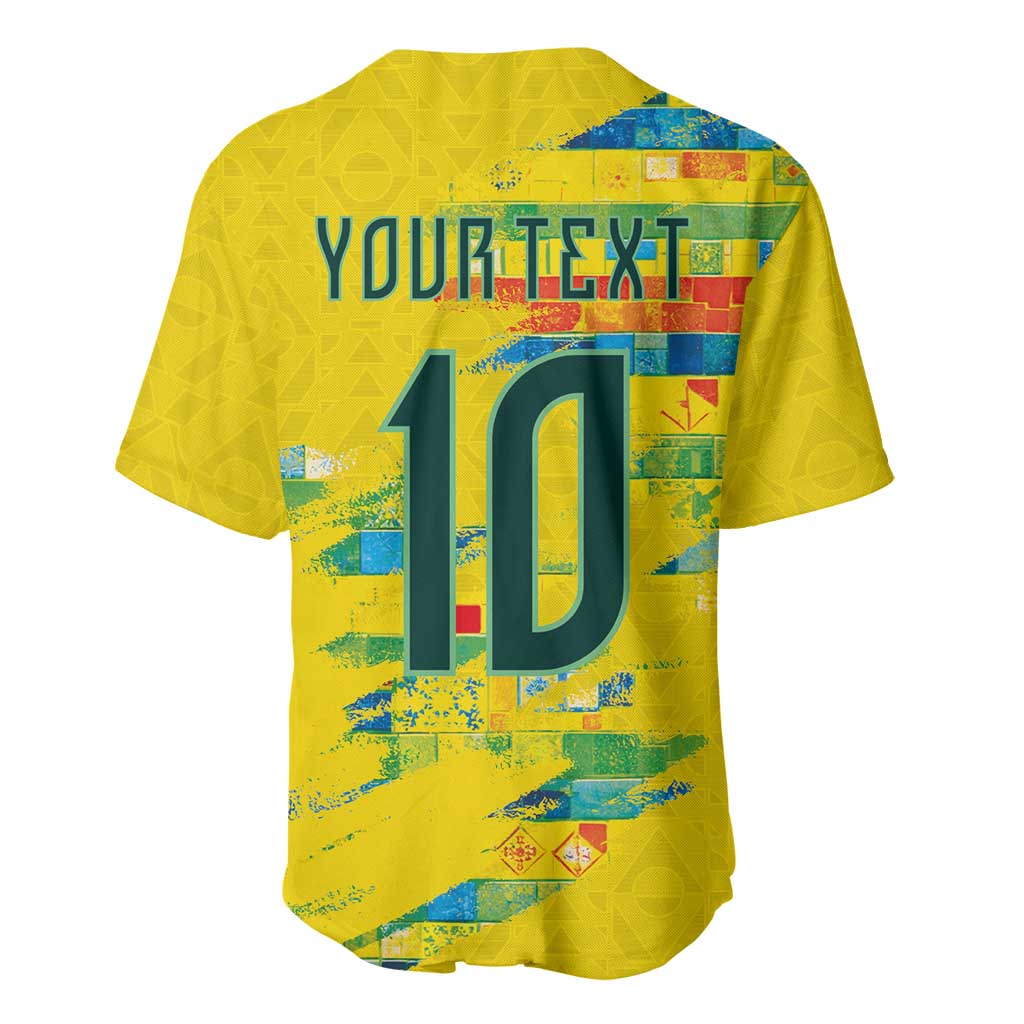 Custom Brasil Football Baseball Jersey Abstract Art Inspired Rio Mosaic Steps