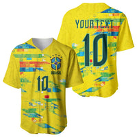 Custom Brasil Football Baseball Jersey Abstract Art Inspired Rio Mosaic Steps