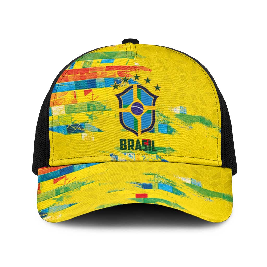 Brasil Football Baseball Net Cap Abstract Art Inspired Rio Mosaic Steps