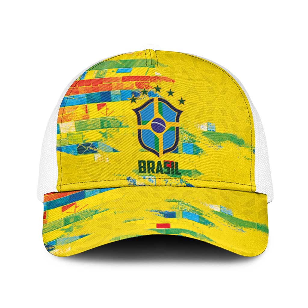 Brasil Football Baseball Net Cap Abstract Art Inspired Rio Mosaic Steps