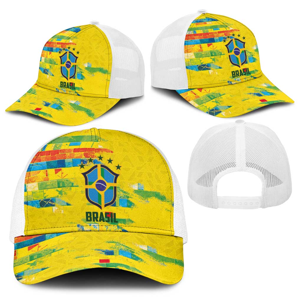 Brasil Football Baseball Net Cap Abstract Art Inspired Rio Mosaic Steps