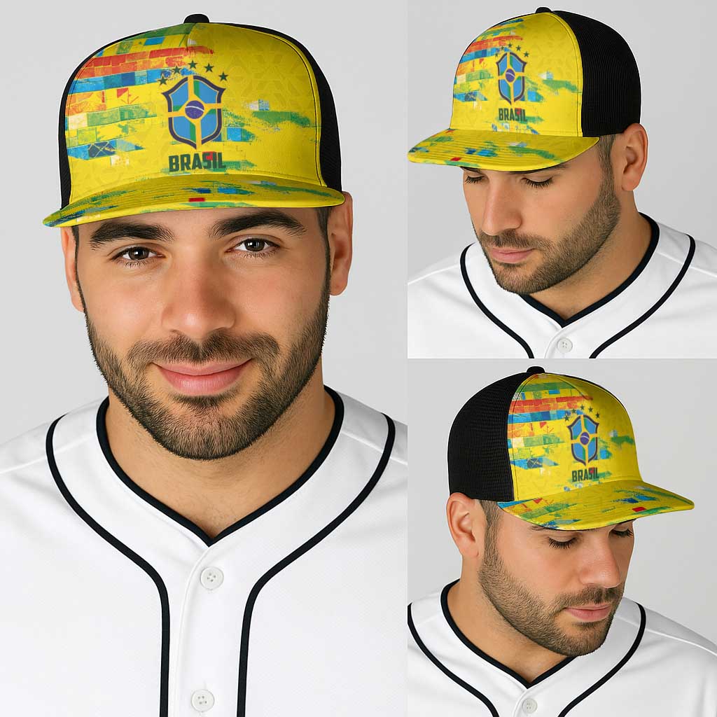 Brasil Football Baseball Net Cap Abstract Art Inspired Rio Mosaic Steps