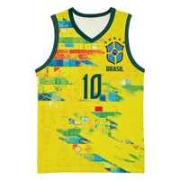 Custom Brasil Football Basketball Jersey Abstract Art Inspired Rio Mosaic Steps