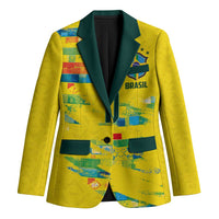 Custom Brasil Football Blazer Abstract Art Inspired Rio Mosaic Steps