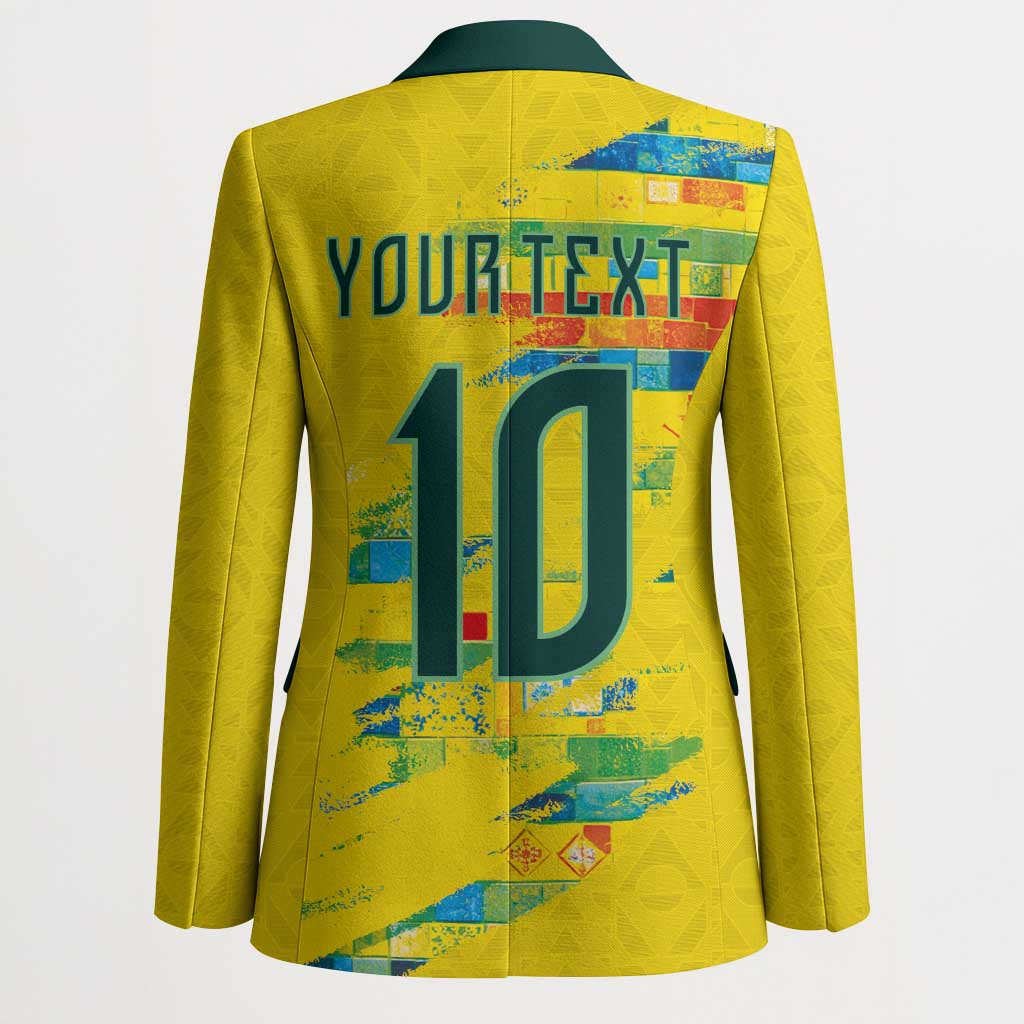 Custom Brasil Football Blazer Abstract Art Inspired Rio Mosaic Steps