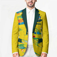 Custom Brasil Football Blazer Abstract Art Inspired Rio Mosaic Steps