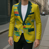 Custom Brasil Football Blazer Abstract Art Inspired Rio Mosaic Steps