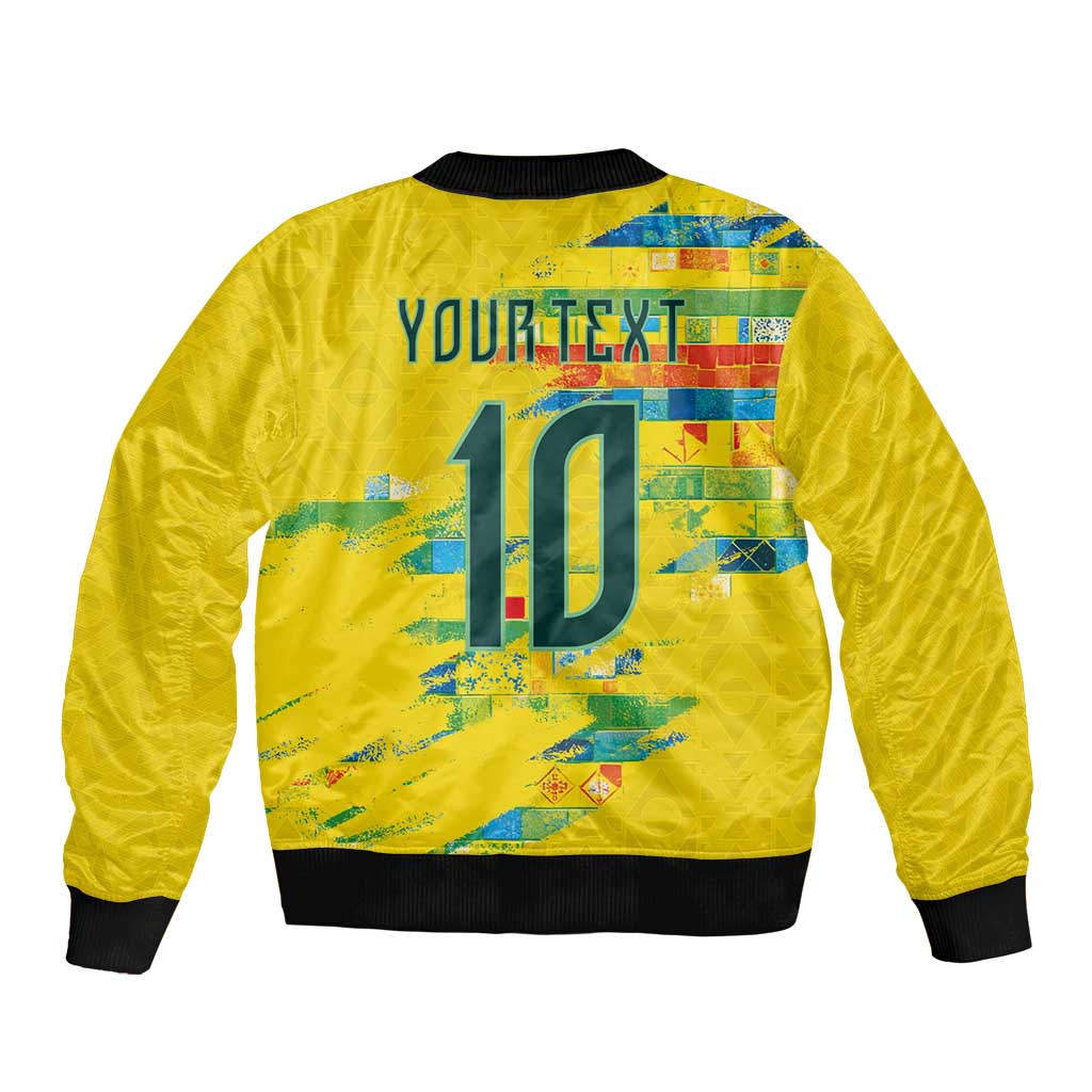 Custom Brasil Football Bomber Jacket Abstract Art Inspired Rio Mosaic Steps