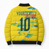 Custom Brasil Football Bomber Puffer Jacket Abstract Art Inspired Rio Mosaic Steps