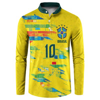 Custom Brasil Football Button Sweatshirt Abstract Art Inspired Rio Mosaic Steps