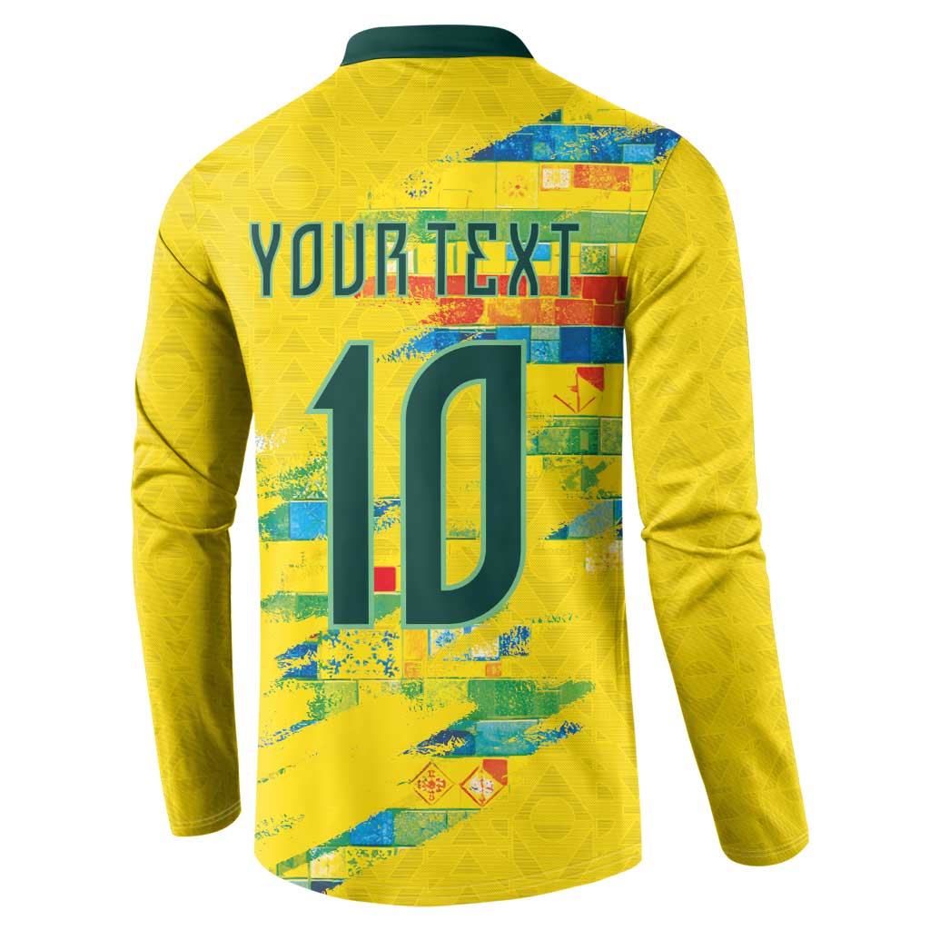 Custom Brasil Football Button Sweatshirt Abstract Art Inspired Rio Mosaic Steps
