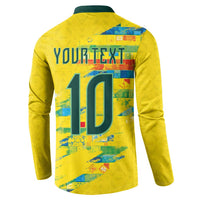 Custom Brasil Football Button Sweatshirt Abstract Art Inspired Rio Mosaic Steps