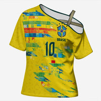 Custom Brasil Football Cross Shoulder Shirt Abstract Art Inspired Rio Mosaic Steps