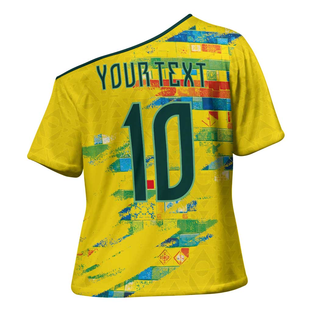 Custom Brasil Football Cross Shoulder Shirt Abstract Art Inspired Rio Mosaic Steps