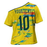 Custom Brasil Football Cross Shoulder Shirt Abstract Art Inspired Rio Mosaic Steps