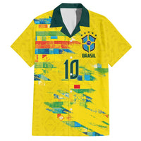 Custom Brasil Football Hawaiian Shirt Abstract Art Inspired Rio Mosaic Steps