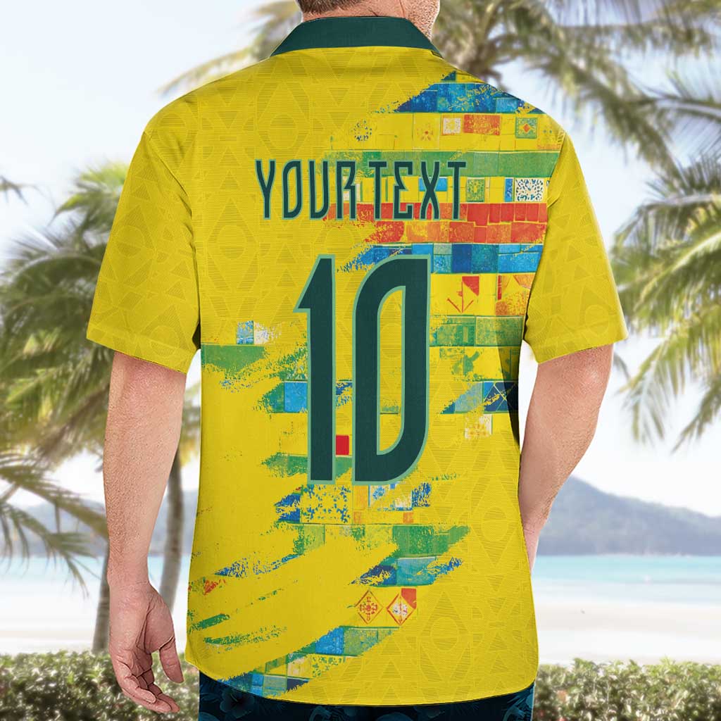 Custom Brasil Football Hawaiian Shirt Abstract Art Inspired Rio Mosaic Steps