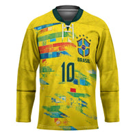Custom Brasil Football Hockey Jersey Abstract Art Inspired Rio Mosaic Steps