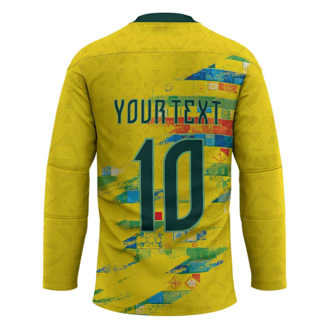 Custom Brasil Football Hockey Jersey Abstract Art Inspired Rio Mosaic Steps